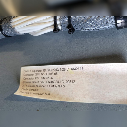Used 1000 Amp Kohler KSS-DCTA-1000S Automatic Transfer Switch Label