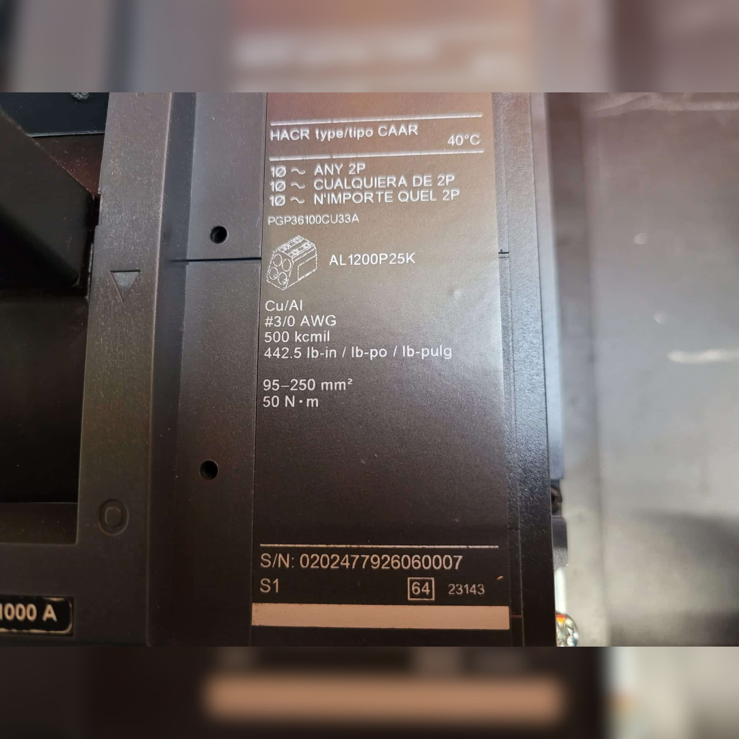 Used 1000 Amp Square D PGP36100CU33A LSI Breaker details