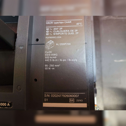 Used 1000 Amp Square D PGP36100CU33A LSI Breaker details