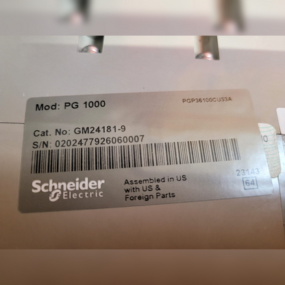 Used 1000 Amp Square D PGP36100CU33A LSI Breaker sticker