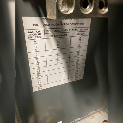 Used 104 Amp Kohler GM23274 Automatic Transfer Switch sticker