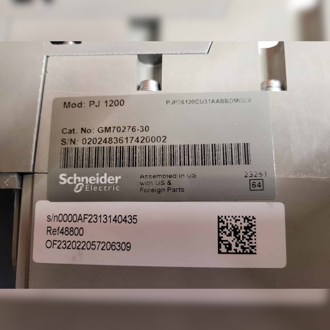 Used 1200 Amp Square D PJP36120CU31A Breaker sticker