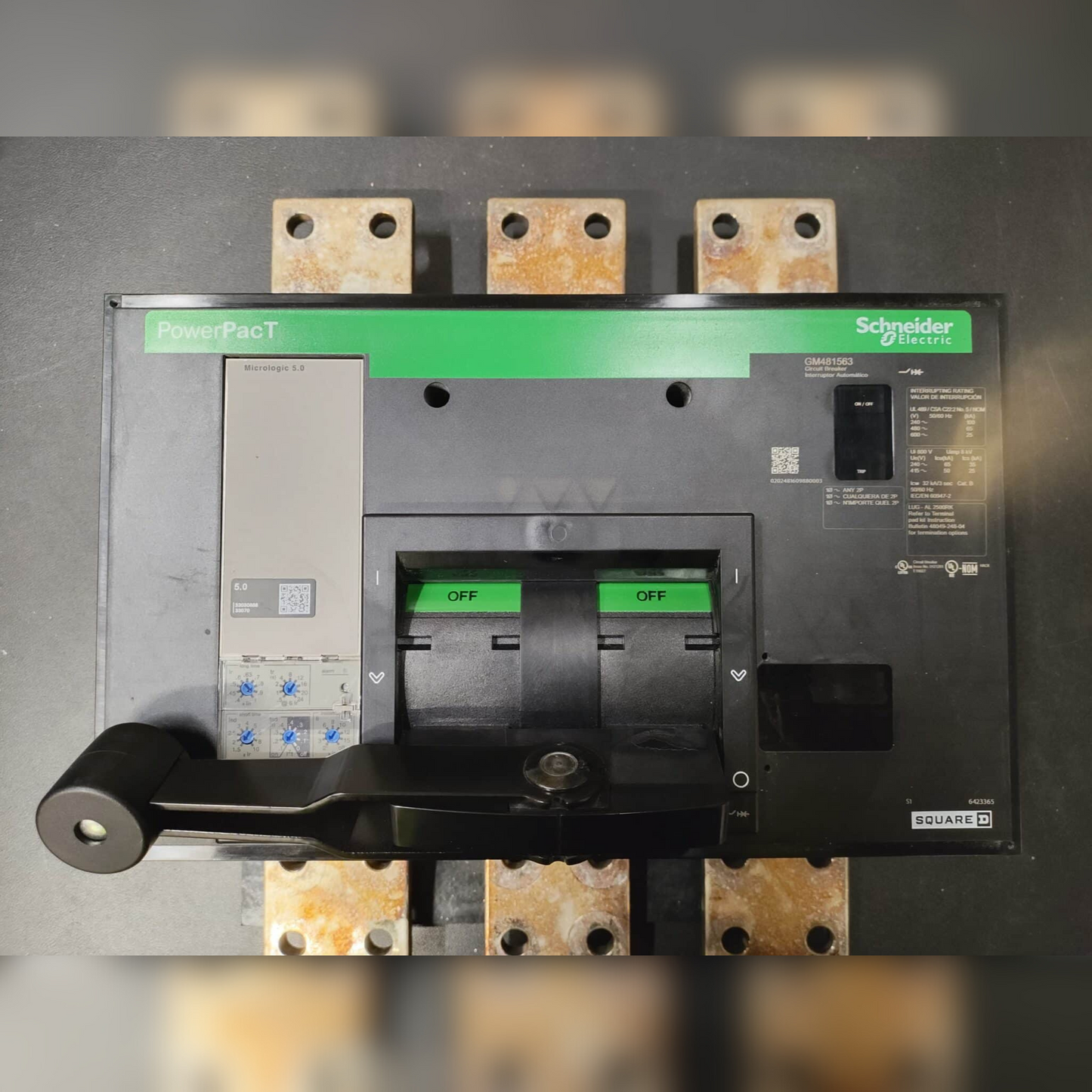Used 1600 Amp Square D RJF36160 LSI Breaker Front View