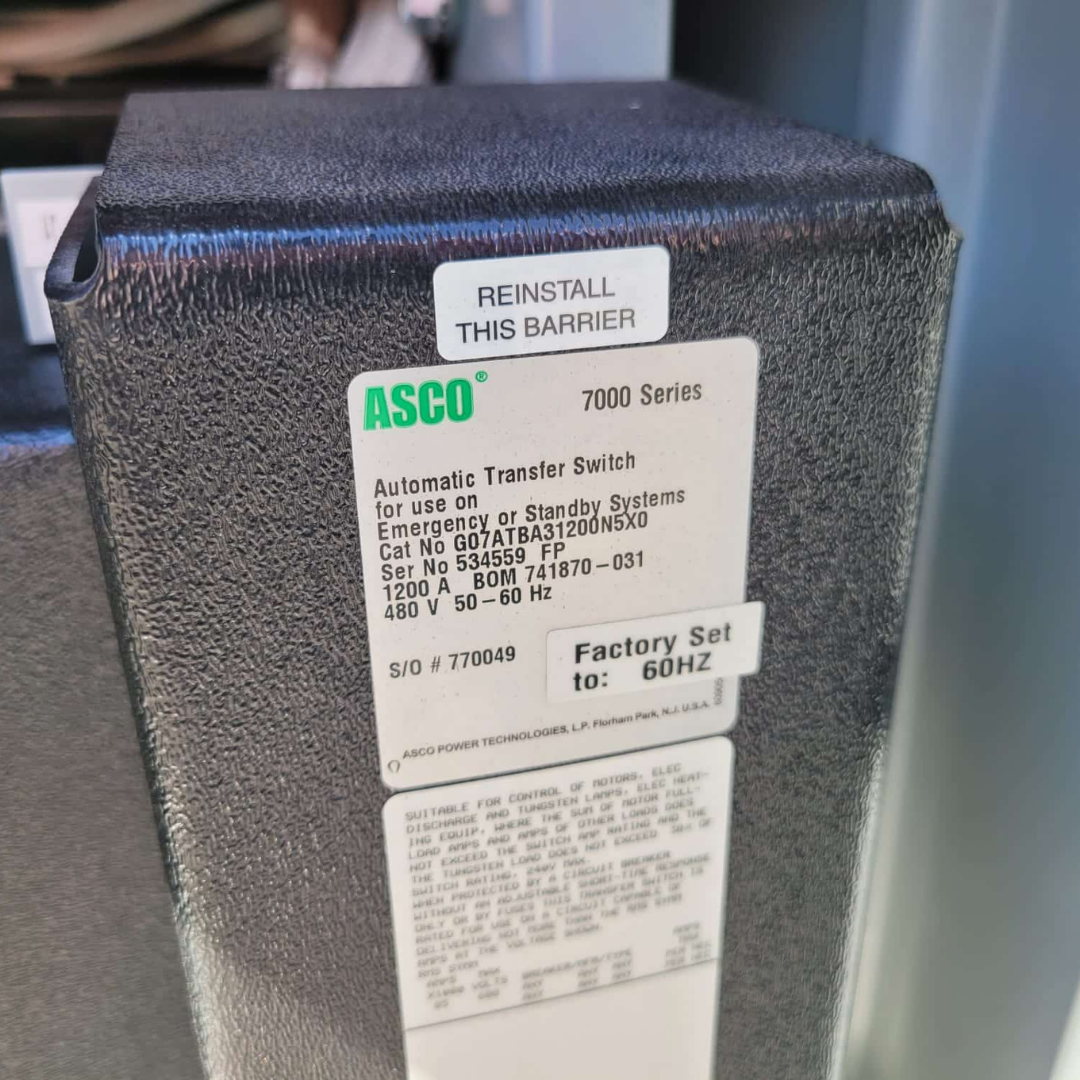 Used 200 amp ASCO G07APBA31200N5XC Automatic Transfer Switch