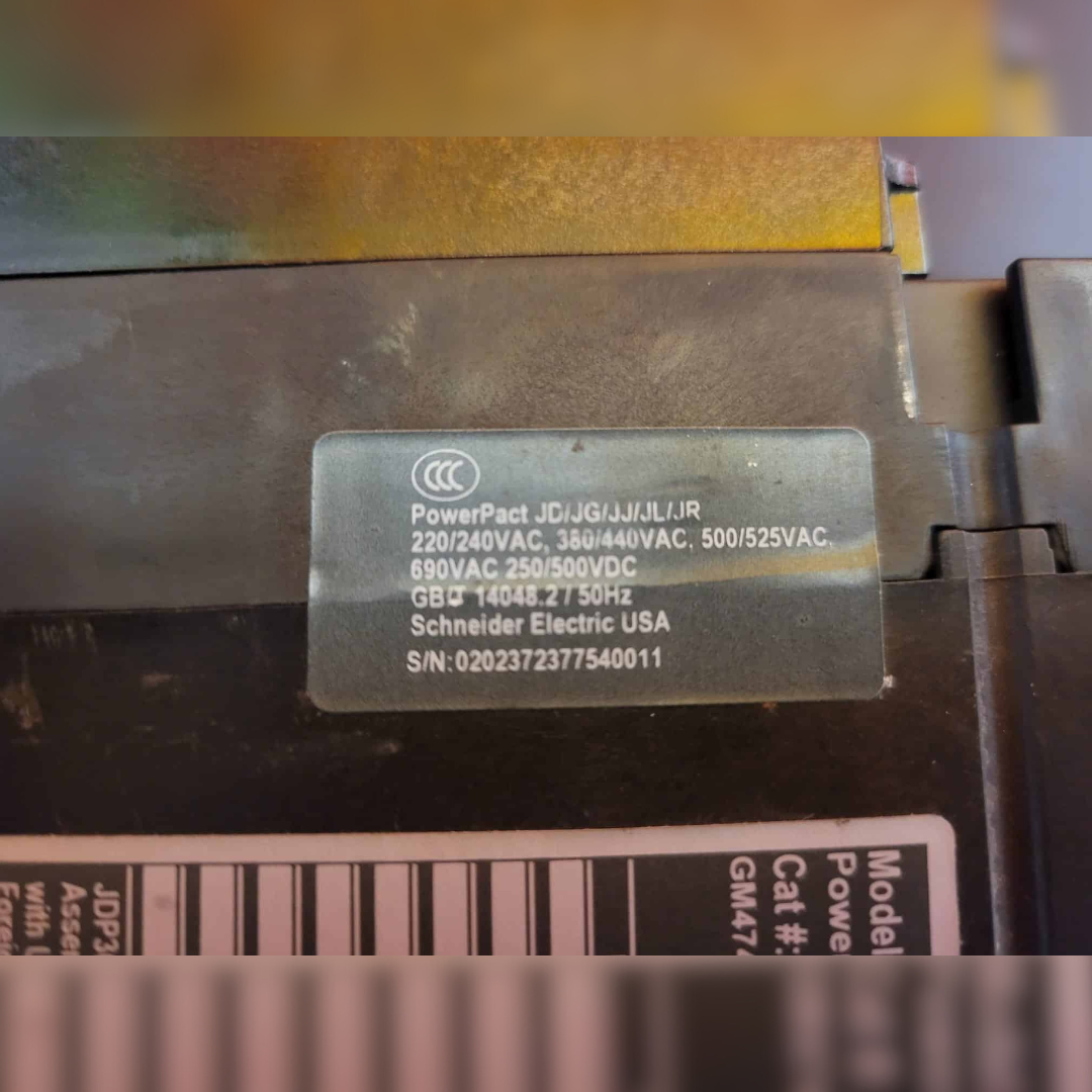 Used 225 Amp Square D JDP36225CTX Breaker sticker