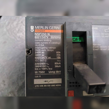 Used 250 Amp Merlin Gerin NSF250 N Breaker Information Sticker and Switch