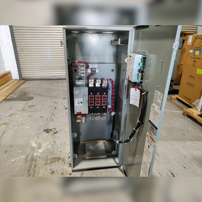 Used 400 Amp EATON ATC3C2X30400BSU Automatic Transfer Switch Front View