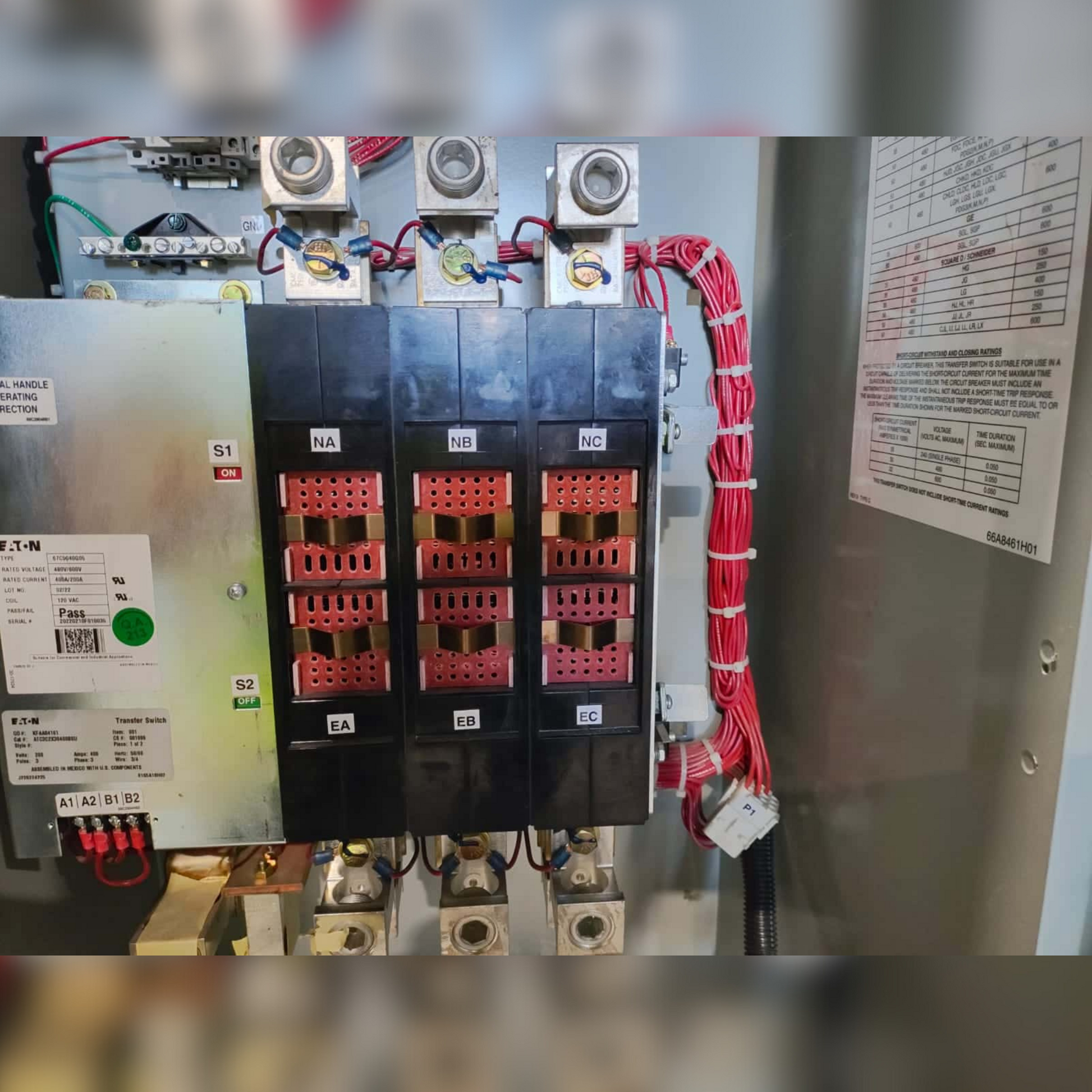 Used 400 Amp EATON ATC3C2X30400BSU Automatic Transfer Switch Part