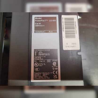 Used 400 Amp Square D LGP36400CU33XY029 Breaker sticker